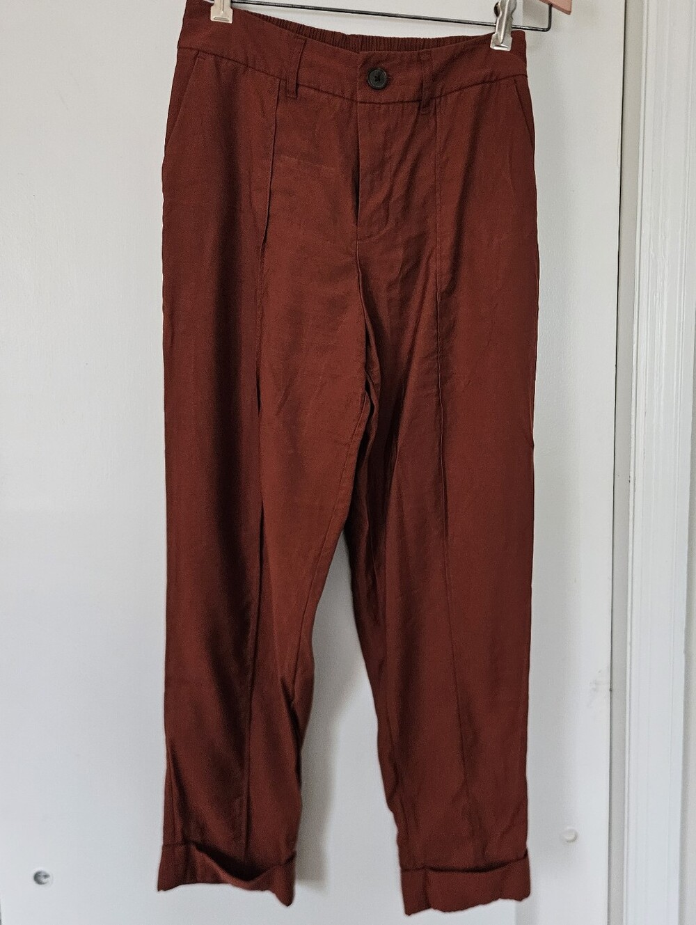 A New Day Womens Pants Size 6 Rust Ankle Fall Office Cuffed High Waisted Work